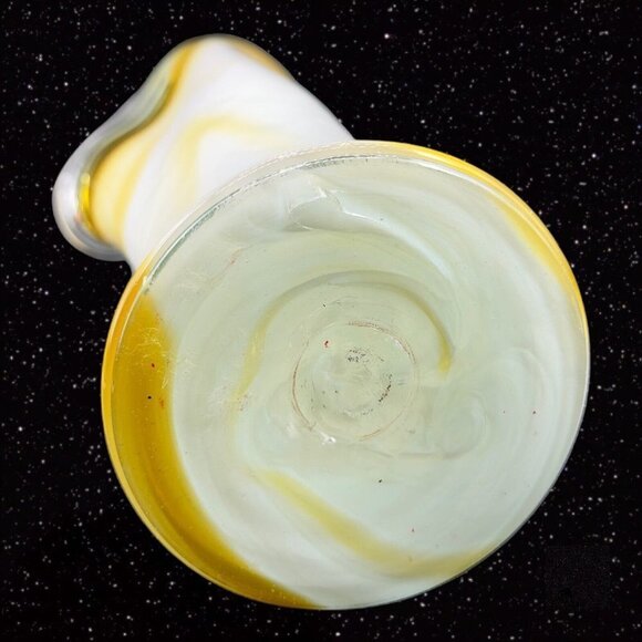 Hand Blown Swung Style Art Glass Vase Hand Made Amber Yellow Tall 14"T 4"W VTG - Picture 6 of 16